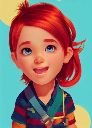 2 year oldish toddler with pony tails pixar style, brave, intelligent, determined, detailed, high definition, vector, action, colorful