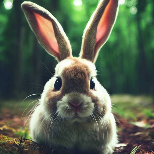 a very cute bunny in the forest