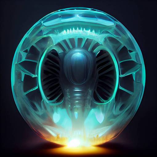 abyss alien tech, translucent jet engine, living machine, glowing