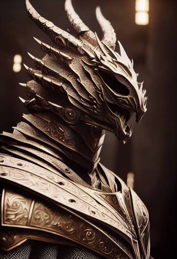 Anthropomorphic majestic dragon knight, portrait, finely detailed armor, cinematic lighting, intricate filigree metal design, 4k, 8k, unreal engine, octane render,
