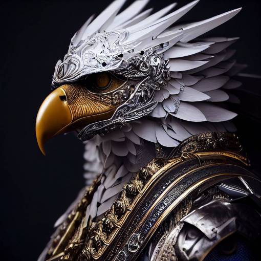 Anthropomorphic majestic eagle knight, portrait, finely detailed armor, cinematic lighting, intricate filigree metal design, 4k, 8k, unreal engine, octane render
