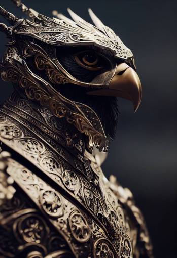 Anthropomorphic majestic eagle knight, portrait, finely detailed armor, cinematic lighting, intricate filigree metal design, 4k, 8k, unreal engine, octane render,