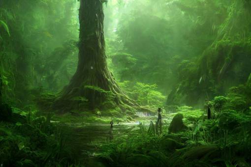 Architectural section, Shinkai Makoto style, The giant sacred tree root tree hole in the fantasy forest is covered with vegetation, and the mysterious clear stream is mysterious, lush vegetation and flowers, miyazaki, Craig Mullins, nausicaa, hypermaximalist, hyper detail, 8k, octane render, animated art, cinematic