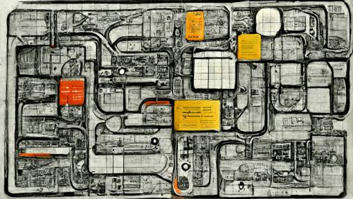 architecture, airport game map of top-down view