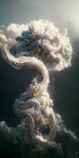 asian ethereal dragon of a swirling huge ethereal cumulonimbus ascending to the sky over city of hong kong, wide perspective/ultra realistic/highly detailed/octane render/unreal engine 5/natural volumetric lighting/8k render