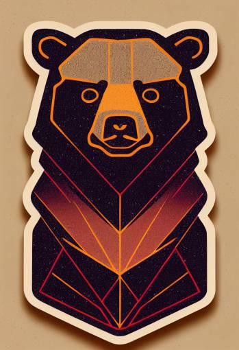 bear with grilled steak, isometric logo, 