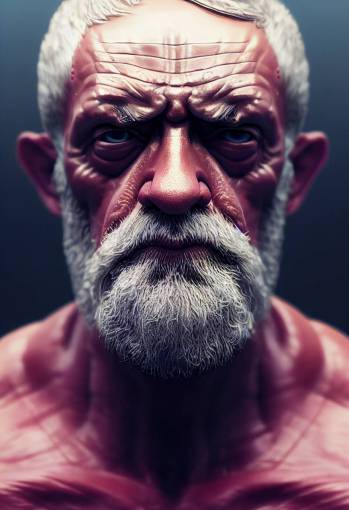 body builder Jeremy Corbyn, female, muscular, portrait, beautiful eyes, photorealistic, octane render, 4k, uhd