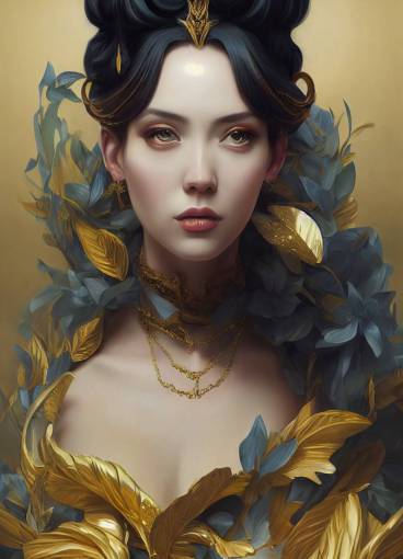 Breathtaking baroque beauty, full head, gold acanthus, painted by artgerm, krenz cushart, digital painting
