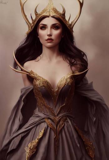 Breathtaking baroque elven brunette beauty, full head, acanthus scroll, Painted by artgerm, low angle shot, digital painting