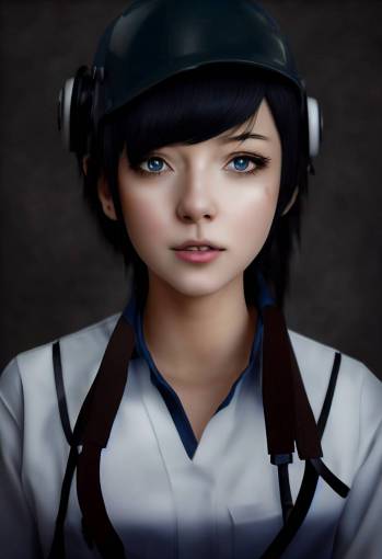 cosplay of service technician in cute anime girl style, dark color hair, beautiful model, super-realistic, photorealistic, 4k, realistic, hyperrealistic, CGI, TXAA, De-Noise