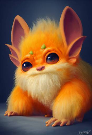 cute troll, fantasy, orange and yellow, character design, high detail, hyperrealism, cinematic