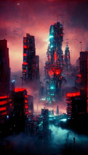 cybernetic horror cityscape, photorealistic, intricate, abstract, neon colors, 3D, hellish architecture by H.R. Giger, unrealengine, octane render