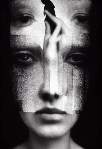 double exposure photograph, representing mental health duality, titled 