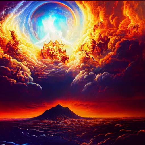 echos of the four horsemen of the apocalypse, vivid end of the world is here, depicted in epic detailed painting, 4:3