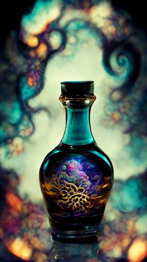 echos of the world > beautiful bottle, potion, fractals, portrait