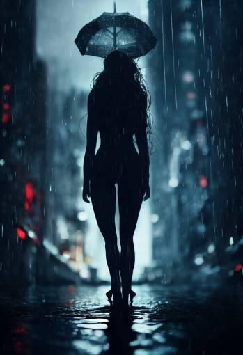 epic 3d full body shot of a dark mermaid in the rain, cyberpunk, dark atmosphere, intricate details, realistic, octane, unreal engine, portrait, natural lighting, Photorealism, High detail ,