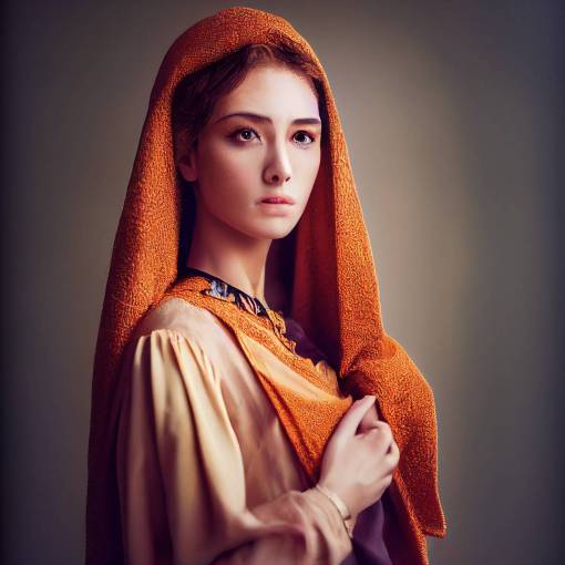Fashion photo of a Byzantine woman, full body, distance, ultra-realistic, SLR cam, Studio lighting, insane colors