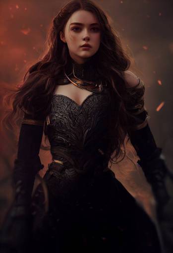 Feyre archeron, Danielle rose Russell, dynamic pose, assassin in leather armor, cinematic, hyper detailed, atmospheric, dramatic lighting, realistic octane render, 4k, 8k, plus size, character design,