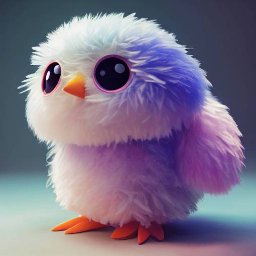 fluffy little bird plush toy, cute, side view, colorful plastic, octane render, studio lighting, 8k