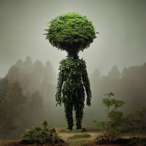 giant human made of plants and tree