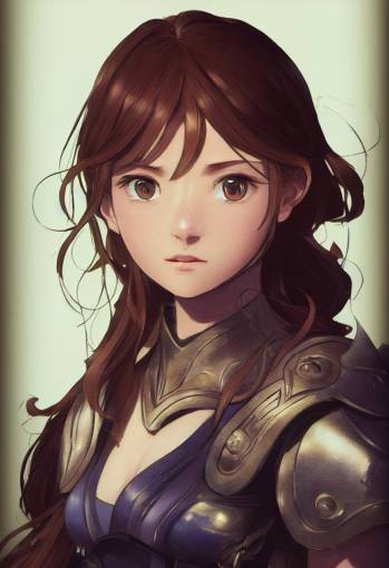 granblue fantasy girl character concept art and illustration by akihiko yoshida, style of pixar, amazing detailed face closeup, Long plaited brown hair, big beautiful eyes, fighter warrior, wearing a fighter leather armor, royal themed armor, action, madhouse and kyoani character face, cute, pretty girl, portrait, pixiv, artstation, specatcualr details, Volumetric Lighting, Dramatic lighting