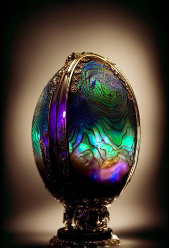 intricate abalone Faberge egg , slit-scan photography, 20 megapixels , lighting ultraviolet