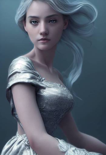 intricate stunning highly detailed girl by artgerm and edouard bisson, pale eyes, long white hair, portrait, soft studio lighting, ultra realistic silver filigree detailed bodice, photorealistic, octane render, unreal engine, hyper detailed, volumetric lighting, hdr, octane render, fantasy, 4k, 8K