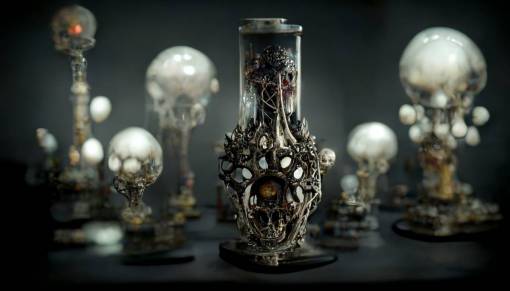 kaleidoscope inspired by Giger, glass bone and metal, clockwork parts, horror, intricate, ornate, extremely detailed and hyperrealistic horror environment, mist, volumetric lighting, dramatic cinematic lighting, highest-quality 3d render, octane, unreal engine 5, HD, 8k,