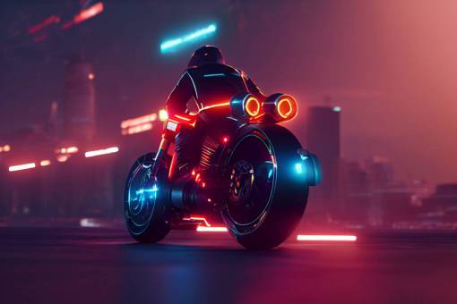 luxurious muscle racing harley davidson iron 883 futuristic cyberpunk tron style + isometric view + 8k + HDR + octane render + cycles render