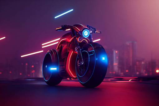 luxurious muscle racing harley davidson iron 883 futuristic cyberpunk tron style + isometric view + 8k + HDR + octane render + cycles render