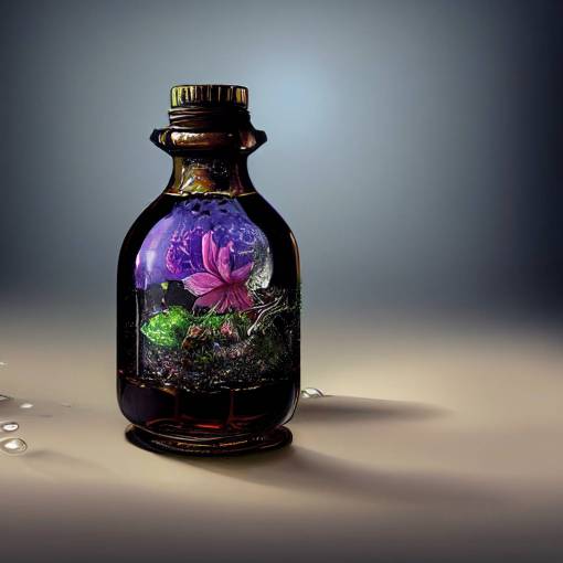 Magical potion, paradise in a bottle, photorealistic,Highly detailed, hyper realistic,