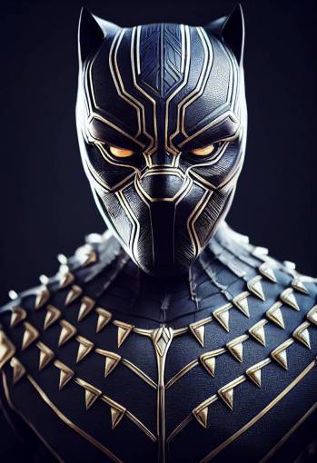 Marvels Black Panther, portrait, ornate armor, cinematic lighting, intricate filigree metal design, Photorealism, Bokeh blur, High detail, Sony Alpha ?7, ISO1900,