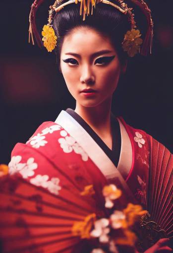mid-length Photograph , intricate details, of an beautiful actress as a Geisha, insanely detailed, clear skin , epic wide Hyborea background, modern, dramatic lighting, Award Winning photography,cinematic,dynamic, sharp focus