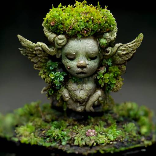 moss covered cherub