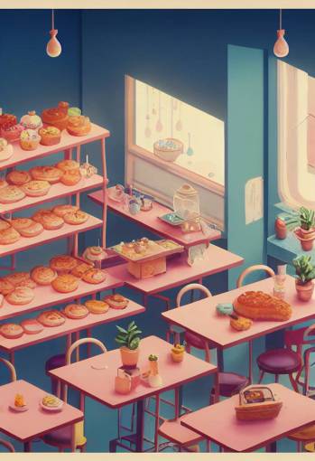 photorealistic animation art, miniature cafe, bakery, library, storefront, many tiers isometric view, 90s lofi anime, summer feeling, decorated, embellished, soft sun rays, soft feeling, happy, carefree, hypermaximalist, hyperrealism, elaborate diverse details, cinematic and atmospheric, limpid, in the style of nausicaa, Studio Ghibli, LUCY GROSSMITH, Beatrix Potter, Shinkai Makoto, Breath of the wild, miyazaki, animed by Studio 4C, KyoAni, 8K Image Enhancing, color grading, transparent, retouch, DOF, clear reflection, masterclass level of smooth and clean linework, perfectly blended and compositioned, post production, CGI, 3DCG, unreal engine 5, hyper detailed PBR, Procreate, super AMOLED, VFX, SFX, Super-Resolution, Soft Lighting, Ray Tracing Global Illumination, Crystalline, Lumen Reflections, trending on deviantart and Pixiv and artstation and pinterest