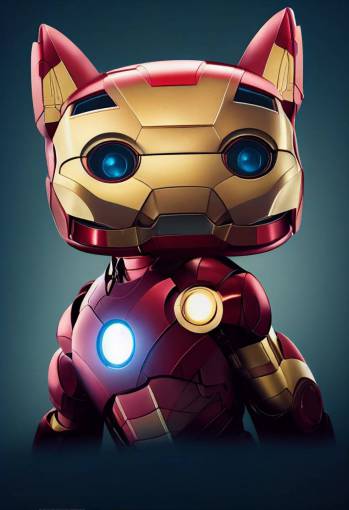 Pixar studio style, iron man as a adorable and cute kitty, symetric face , ultra detailed , ultra HD, marvel, dramatic lighting