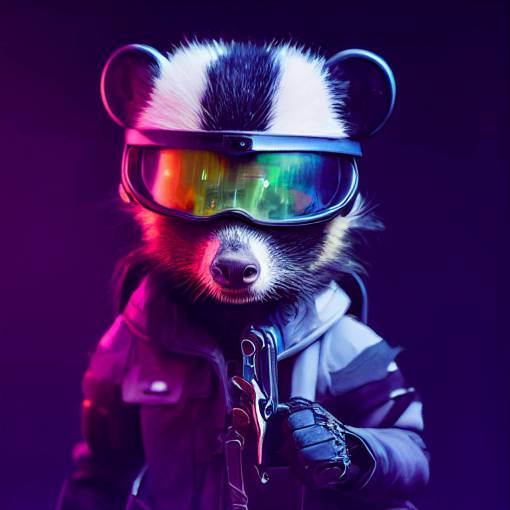 Pixar Style, Tiny cute and adorable baby skunk adventurer dressed in futuristic combat gear , eye patch , anthropomorphic , dramatic lighting, 8k, portrait,realistic, fine details, photorealism, cinematic ,intricate details, cinematic lighting, photo realistic 8k