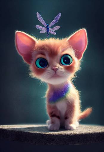 Pixar Style, tiny cute and adorable cat baby with rainbow stripes and dragonfly wings, jean - baptiste monge , anthropomorphic , dramatic lighting, 8k, portrait, realistic, fine details, photorealism, cinematic, intricate details, cinematic lighting, photo realistic 8k