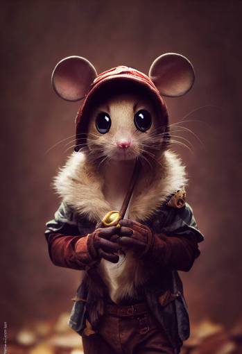 Pixar Style, Tiny cute and adorable fall rat adventurer dressed as mickey mouse, ethereal, jean - baptiste monge , anthropomorphic , dramatic lighting, 8k, portrait,