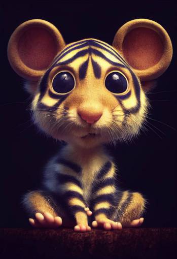 Pixar Style, tiny cute and adorable rat baby with tiger stripes, jean - baptiste monge , anthropomorphic , dramatic lighting, 8k, portrait, realistic, fine details, photorealism, cinematic, intricate details, cinematic lighting, photo realistic 8k