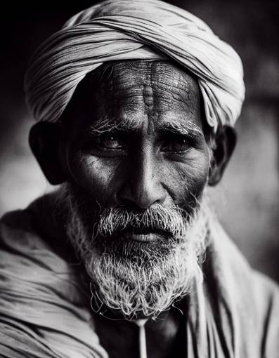 Portrait of a priest sadhu, location Varanasi India, by Joey Lawrence, intricate detail, headshot, close up, Photography, cinematic lighting, photo realistic, high contrast, 8K, Cinematic, intricate detail