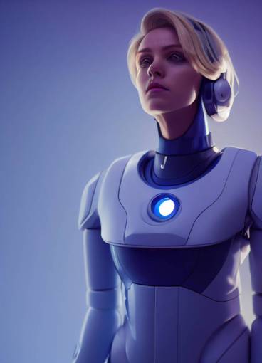 Portrait of an android woman with beautiful face, blonde hair, blue eyes, octane render, in a sci-fi space medic suit, hyper detail, dramatic lighting, volumatrice lighting, hyper detail, shot on film by sawoozer, akitipe studios