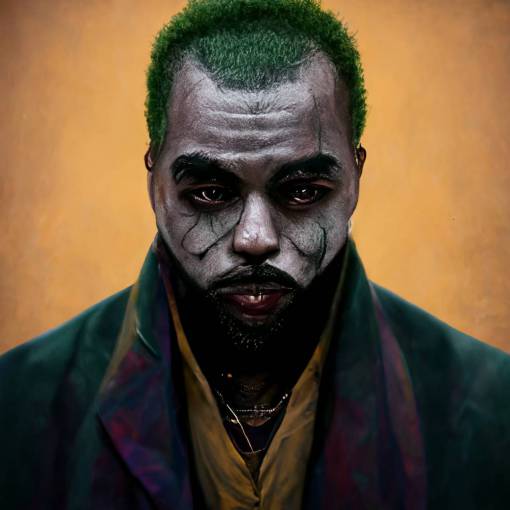 Portrait of The Joker from Batman played by Kanye West, cinematic, 8k, photorealistic