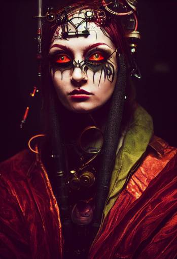 portrait photo cyberpunk gothic religious freaks carnivale circuitry fashion, arabesque tears crying, cinematic lighting photorealistic sony alpha ?7