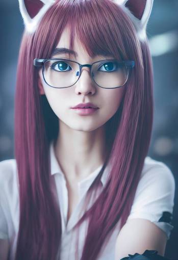 real life, anime, kawaii, cute girl with rimless glasses, ultra detailed character design, beatiful women, with real cat-ear, with animal tail, very attractive, full body, hyper-feminine, final fantasy design, realistic beautiful, in casino, epic lighting, Full-frame, 4k, ultra realistic, photoshoot, photography