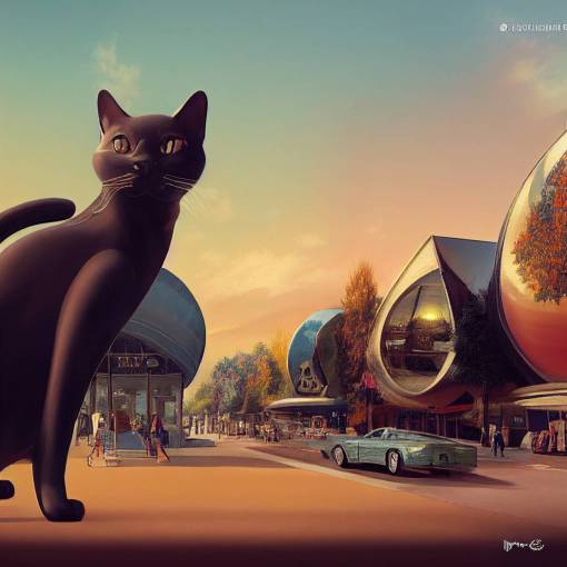 realistic cat-shaped architecture in the City of Tomorrowland