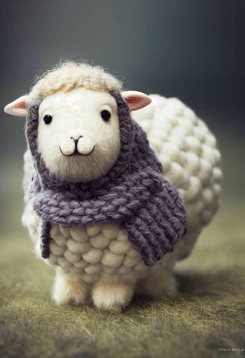Realistic cute chubby sheep, wearing a shetland knitted sweater, sweet, cute, full body, nikkor 50 mm, 8k, photorealistic, photography, soft lighting