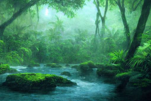 tanos in el yunque rain forest Puerto Rico, beautiful landscape, bright happy morning, realistic detailed, 8k