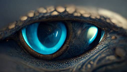 The eye of a cerulean dragon. Detailed, high definition, octane render, realistic, medium shot