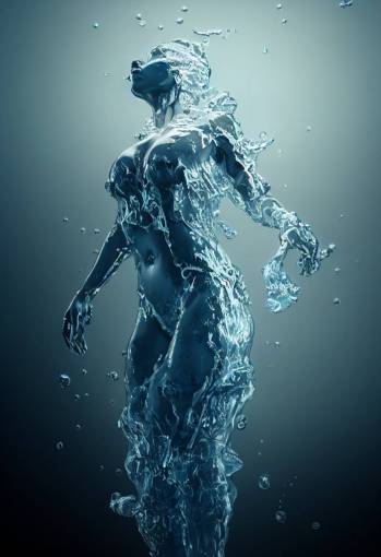 Woman made of water, octane render, cycles render, unreal engine, realistic, full body,